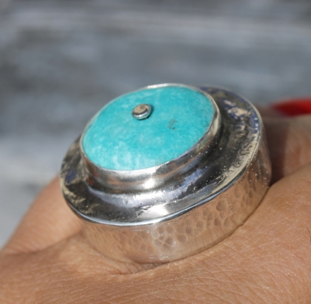 Pierścień srebrny z cudnym turkusem