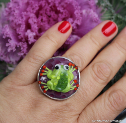 Pierścień srebrny z lampworkiem